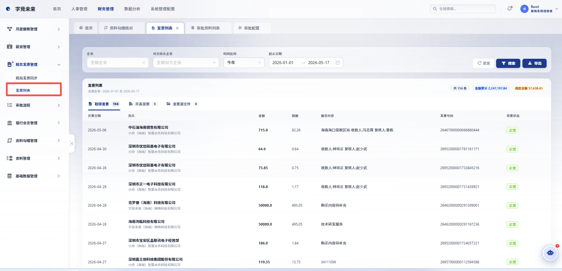 发票列表复核